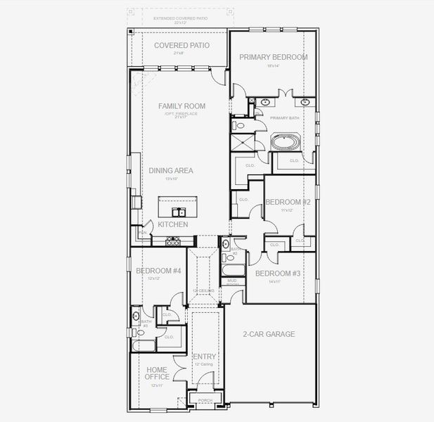2D floor plan layout for the 2504W by Perry Homes in Bridgeland Central 50', Cypress, TX (Image 5). 2D floor plan layout for the 2504W by Perry Homes in Bridgeland Central 50', Cypress, TX (Image 5).