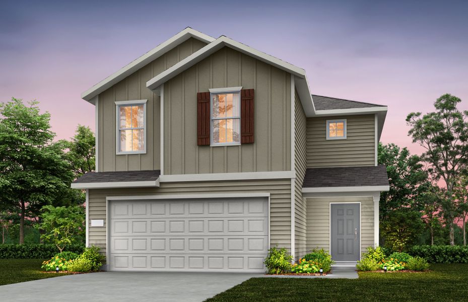 Representative exterior photo of a completed home built from the Comal by Centex in Ashford Crossing, Princeton, TX (Image 9). Representative exterior photo of a completed home built from the Comal by Centex in Ashford Crossing, Princeton, TX (Image 9).