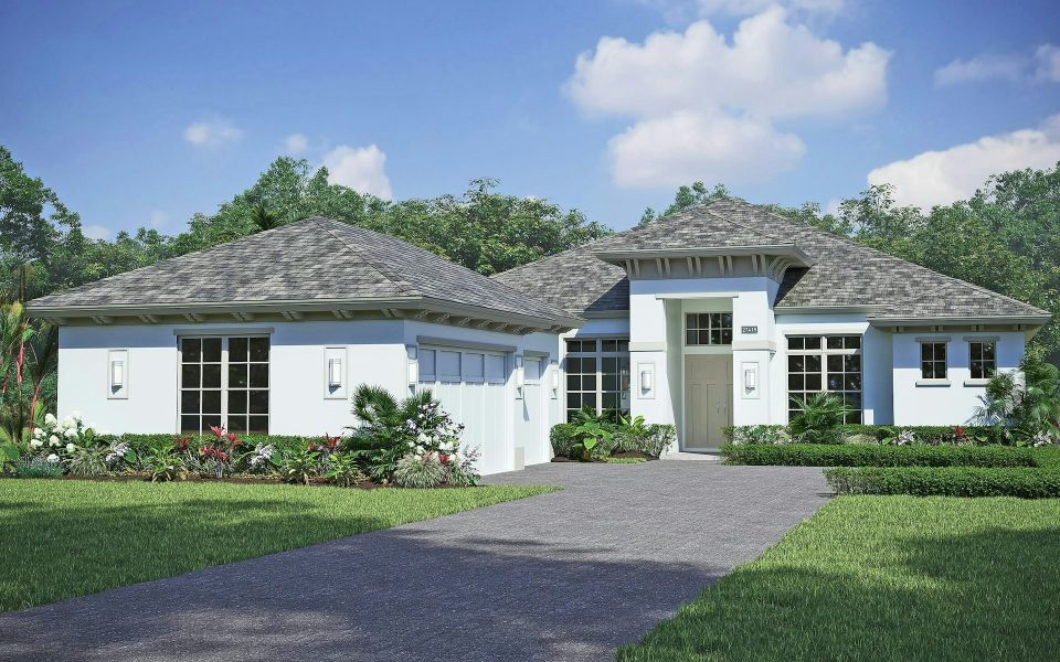 Representative exterior photo of a completed home built from the Triton Grande by GHO Homes in The Strand, Vero Beach, FL (Image 13). Representative exterior photo of a completed home built from the Triton Grande by GHO Homes in The Strand, Vero Beach, FL (Image 13).