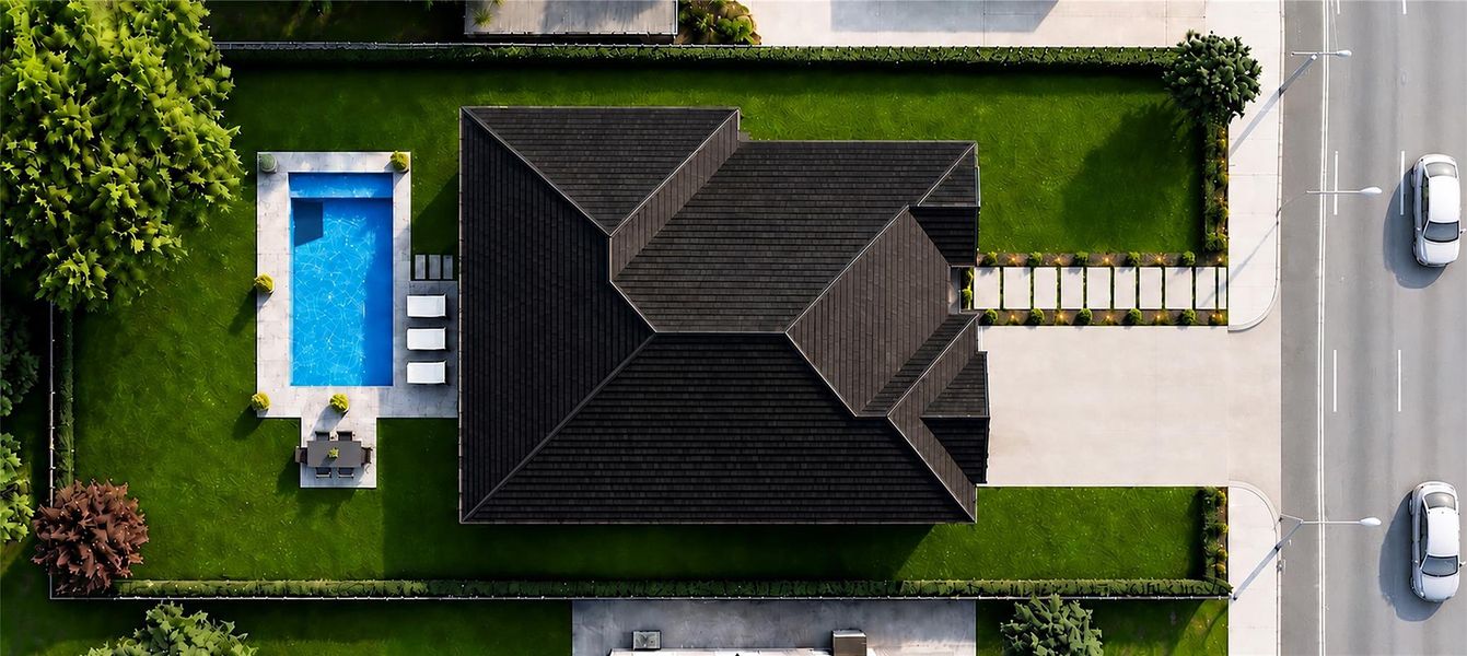 Rendering of possible pool placement.  Pool not included in list price