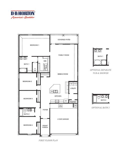 2D floor plan layout for the Kingston by D.R. Horton in Emberly, Beasley, TX (Image 3).