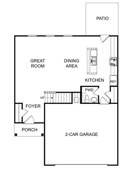 2D floor plan layout for the Bramblewood by Piedmont Residential in The Retreat at Browns Ridge, Newnan, GA (Image 2).