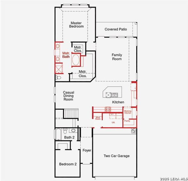 2D floor plan layout of this home in The Parklands, Schertz, TX (Image 3).