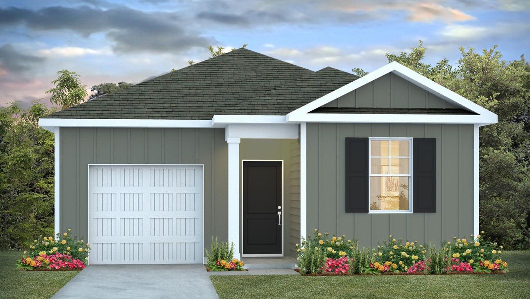 Representative exterior photo of a completed home built from the Devon by D.R. Horton in Hunter's Branch, Hopkins, SC (Image 4).