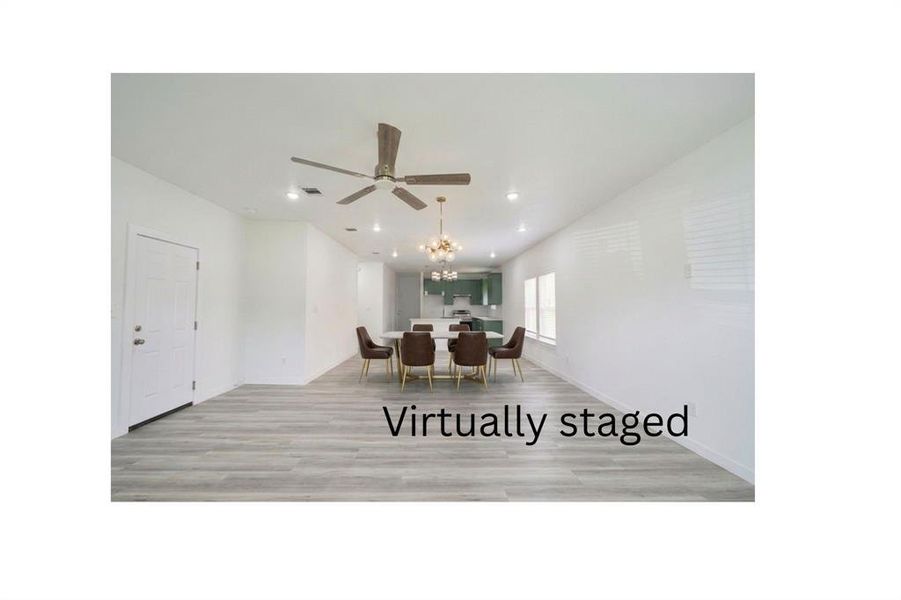 Virtually staged image of dining area