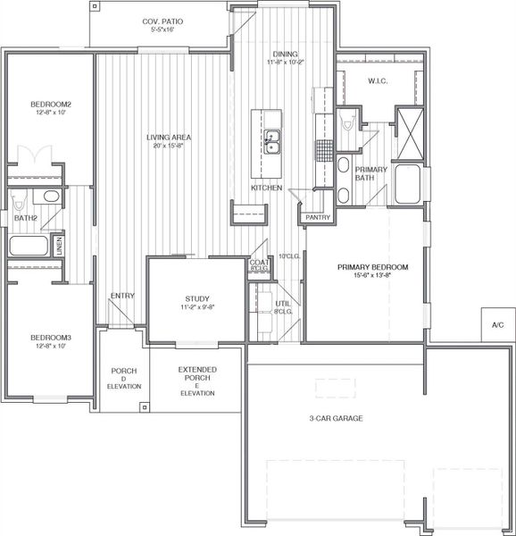 2D floor plan layout of this home in Encino Estates, Dayton, TX (Image 3).