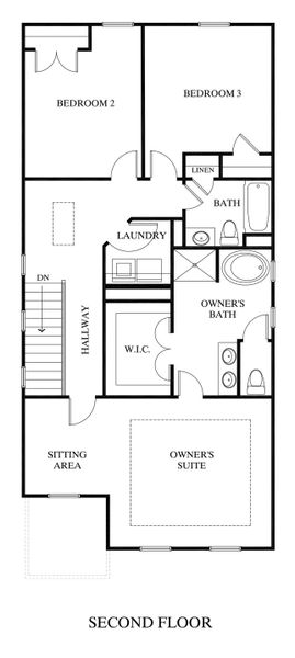 2D floor plan layout for the Sequoia by Rocklyn Homes in Marble Ridge, Athens, GA (Image 4).