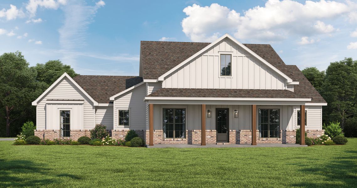 Representative exterior photo of a completed home built from the The Landon by Manuel Builders in Chapel Bend, Montgomery, TX (Image 1).
