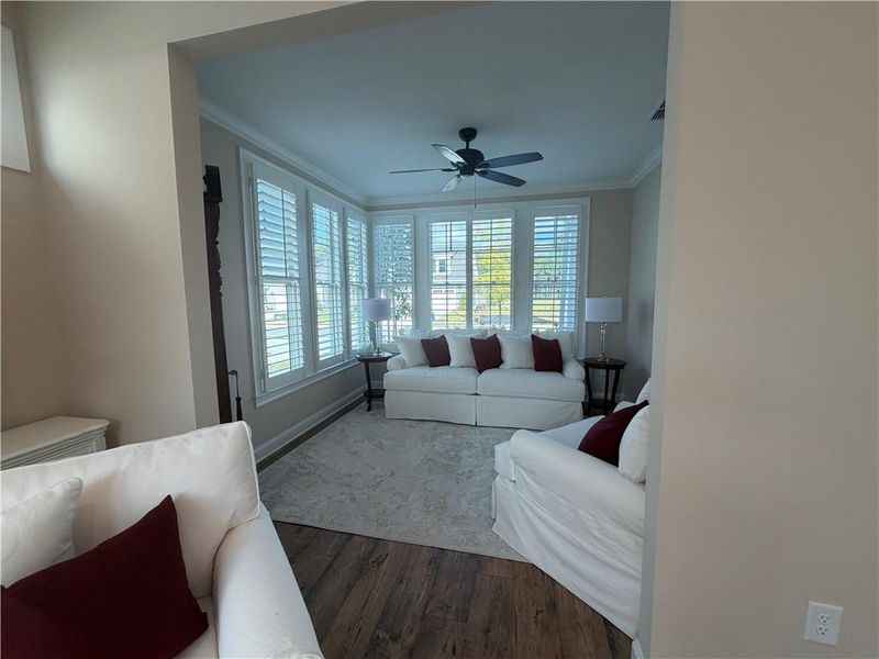 Furnished interior view inside a new home in The Courtyards at Bailey Farms, Dacula (Image 63). Furnished interior view inside a new home in The Courtyards at Bailey Farms, Dacula (Image 63).