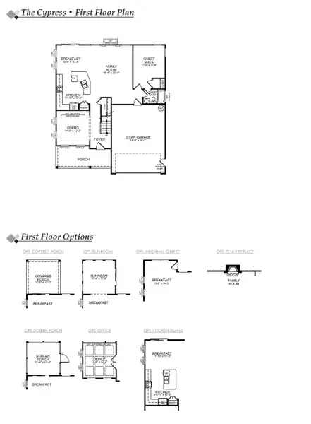 2D floor plan layout for the Cypress by Eastwood Homes in Secrest Meadows, Monroe, NC (Image 3).
