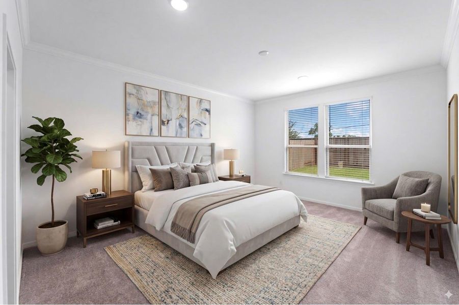 virtual staged primary bedroom