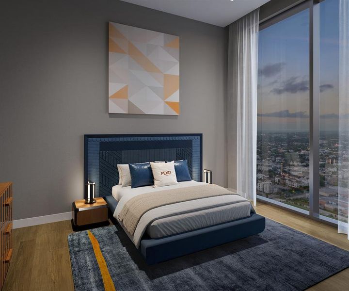 The Residences at The Allen, Houston’s premiere Luxury Condo Tower on Allen Parkway. Fendi furniture virtually staged renderings.