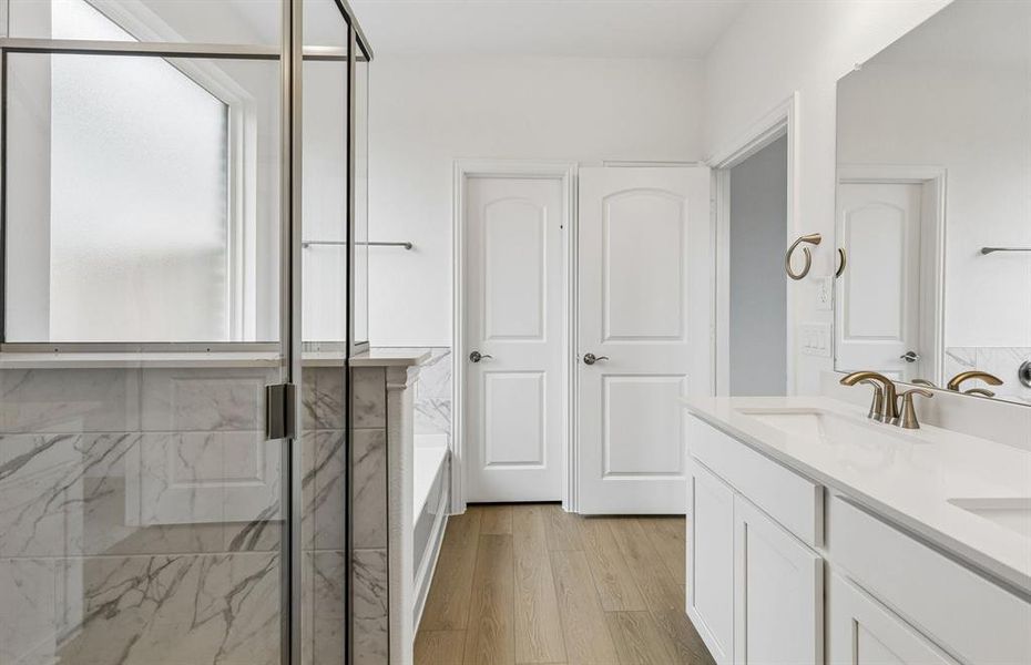 Primary bath with double vanity