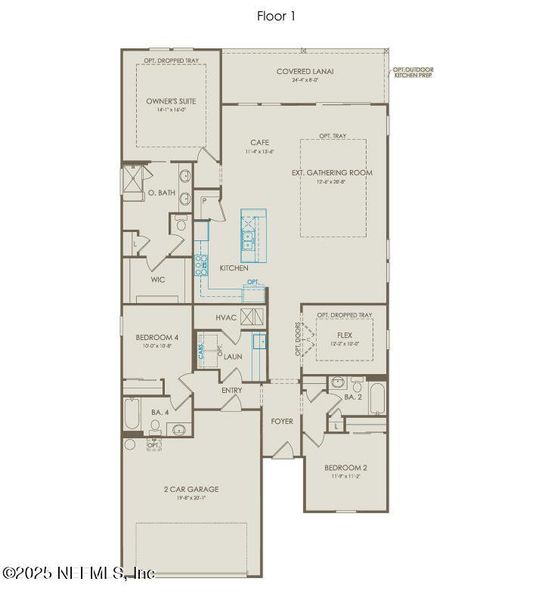 2D floor plan layout of this home in The Preserve at Bannon Lakes, St. Augustine, FL (Image 3).