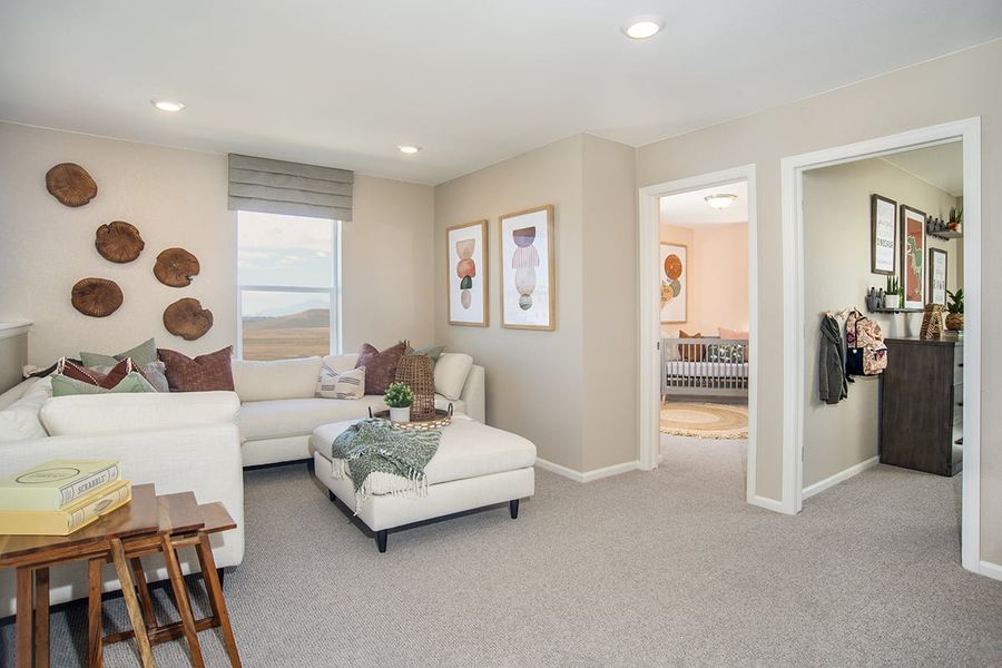 Representative furnished interior of a home built from the 1672 Modeled by KB Home in Farmlore Villas, Brighton (Image 9).