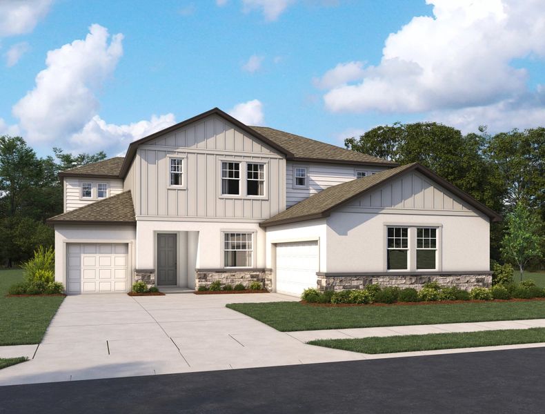 Front exterior of a home in the Oakfield Trails Signature community, located in Parrish, FL (Image 16).