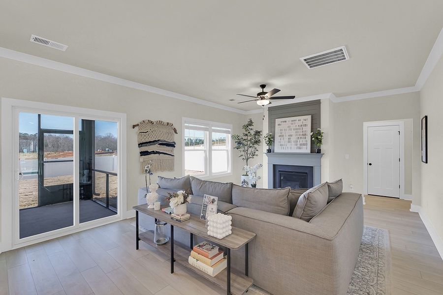 Representative furnished interior of a home built from the Porter II by Great Southern Homes in Cottages at Roofs Pond, West Columbia (Image 12).