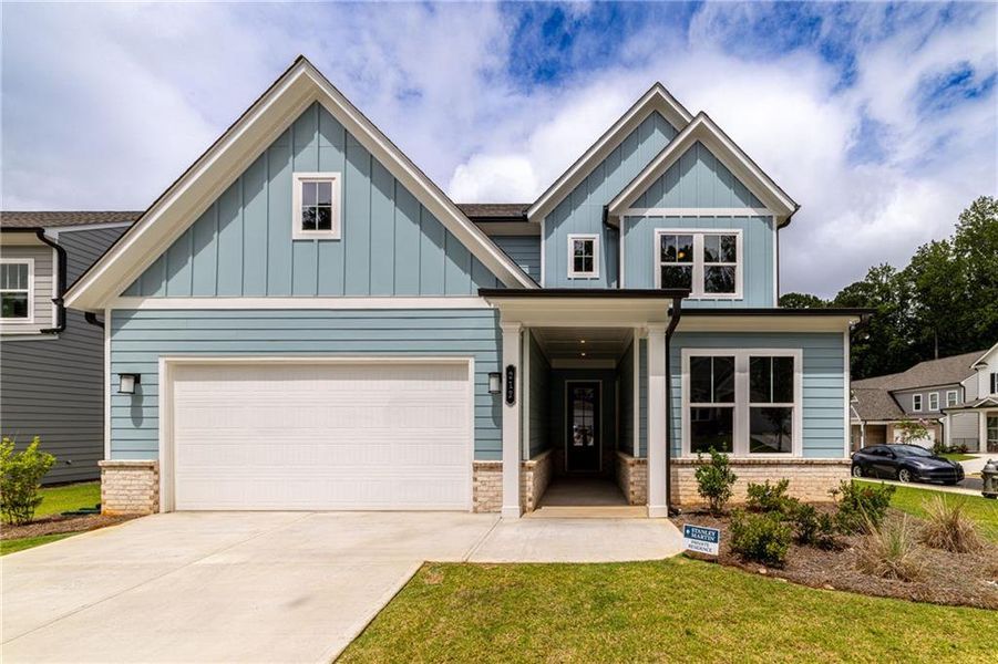 Front exterior of a new home in Enclave at Edgewater, Canton, GA, highlighting curb appeal (Image 30).
