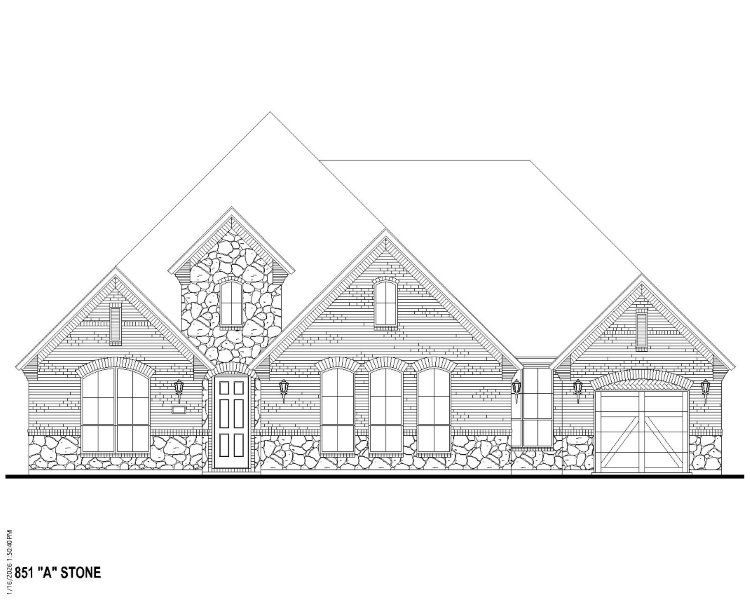 Plan 851 Elevation A w/ Stone Plan 851 Elevation A w/ Stone
