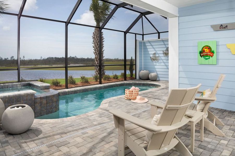 Representative exterior details of a home built from the Tortola by Minto Communities in Latitude Margaritaville Watersound, Panama City Beach (Image 2).
