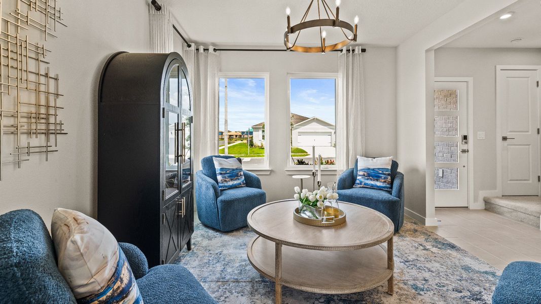 The first story Flex Space of the Model Highbourne by DRB Homes in Hamilton Bluff located in Haines City, FL. The first story Flex Space of the Model Highbourne by DRB Homes in Hamilton Bluff located in Haines City, FL.