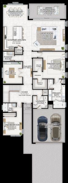 2D floor plan layout for the Aurora by GL Homes in Valencia Sky (55+), Naples, FL (Image 3).