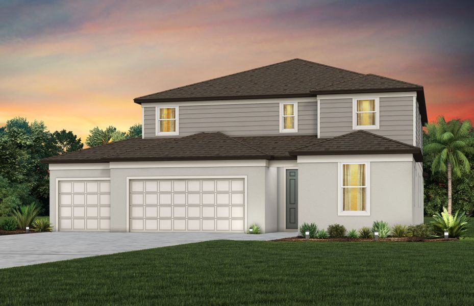 Representative exterior photo of a completed home built from the Serena 3-Car by Pulte Homes in Riverwood, Zephyrhills, FL (Image 18).