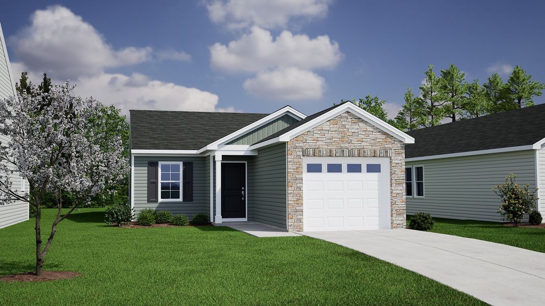 Representative exterior photo of a completed home built from the Allendale - Genesis Value Collection by Mungo Homes in Evergreen, Spartanburg, SC (Image 6). Representative exterior photo of a completed home built from the Allendale - Genesis Value Collection by Mungo Homes in Evergreen, Spartanburg, SC (Image 6).