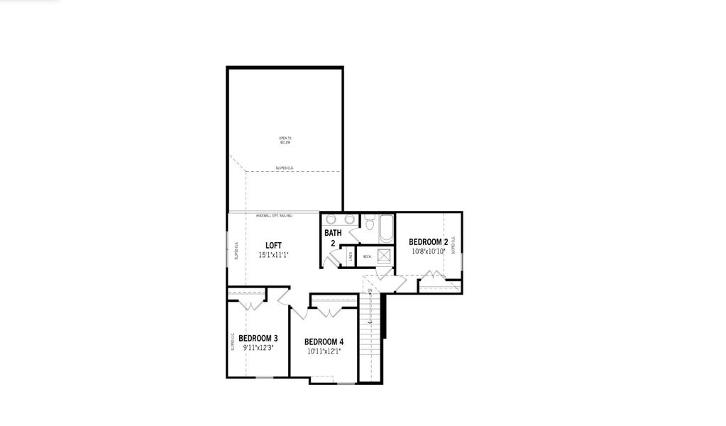2D floor plan layout for the Livingston by Mattamy Homes in Bridges at Preston Crossings, Gunter, TX (Image 4).