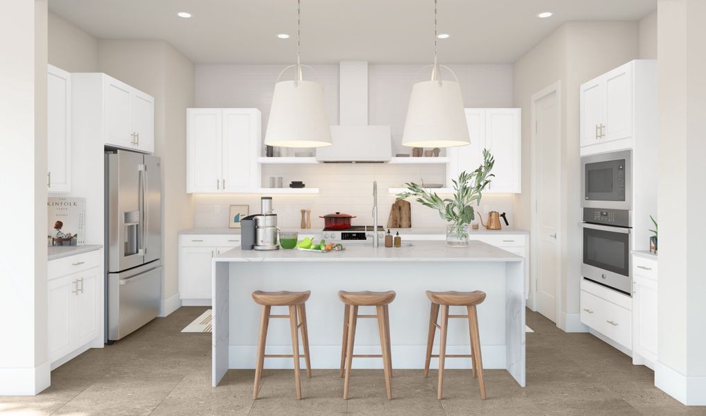 Kitchen with pendant lighting