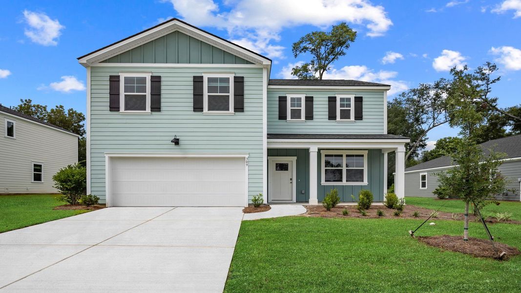 Front exterior of a new home in Fernhill Farms, Statesboro, GA, highlighting curb appeal (Image 1).