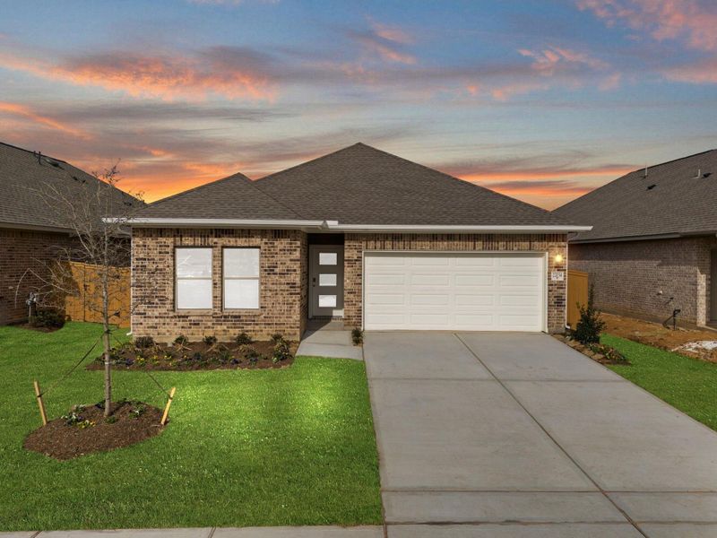 Front exterior of a new home in Cypress Green, Hockley, TX, highlighting curb appeal (Image 20).
