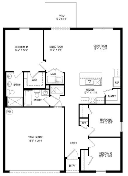 2D floor plan layout for the Archer II by D.R. Horton in Driftwood Bay, Port Charlotte, FL (Image 3).