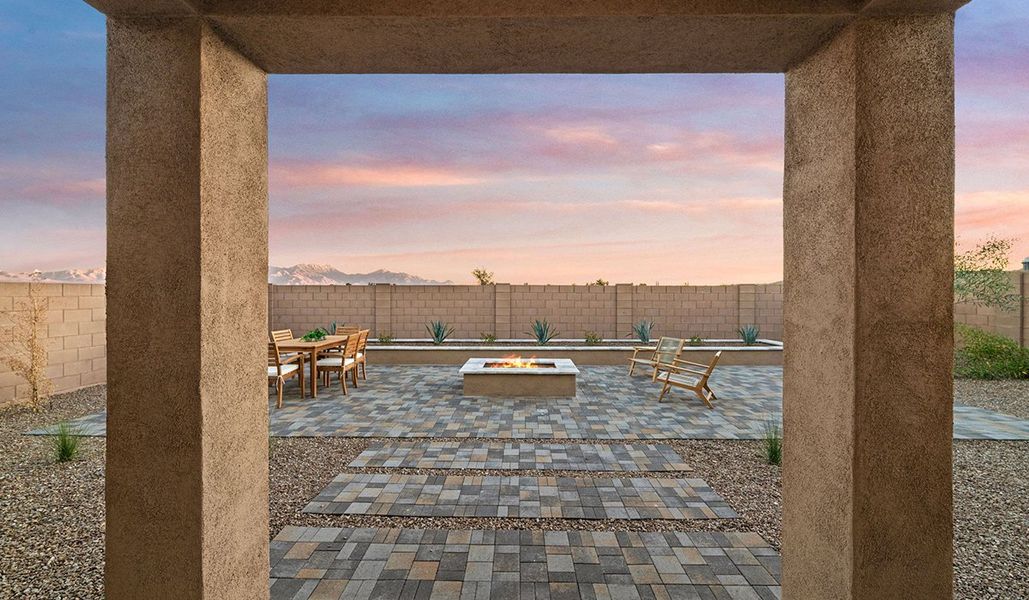 Representative exterior details of a home built from the Mariposa - C40M by D.R. Horton in Entrada Del Toro at Rancho Sahuarita, Sahuarita (Image 4).