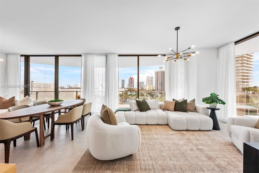 Furnished interior view inside a new home in Five Park, Miami Beach (Image 8).