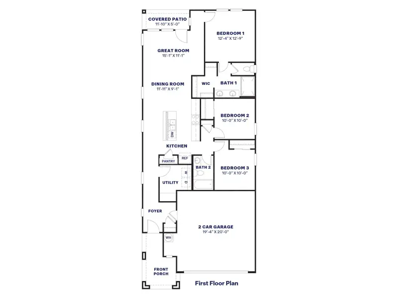 2D floor plan layout of this home in The Buttes at Mystic, Peoria, AZ (Image 2).