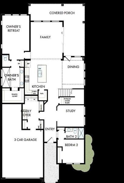 2D floor plan layout of this home in Goodland – Classic Series, Grand Prairie, TX (Image 3).