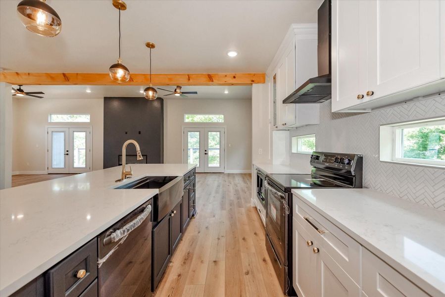 Kitchen with SS appliances