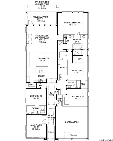 2D floor plan layout of this home in Ladera, San Antonio, TX (Image 3).
