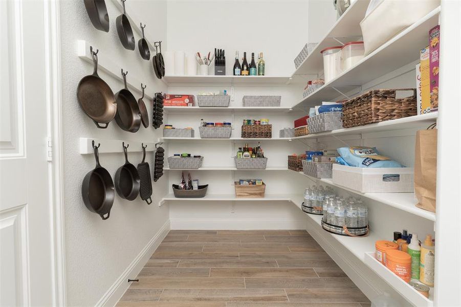 Large walk in pantry with ample storage