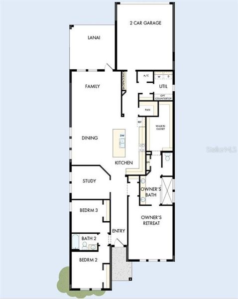 2D floor plan layout of this home in Vistera of Venice – Cottage Series, Nokomis, FL (Image 3).