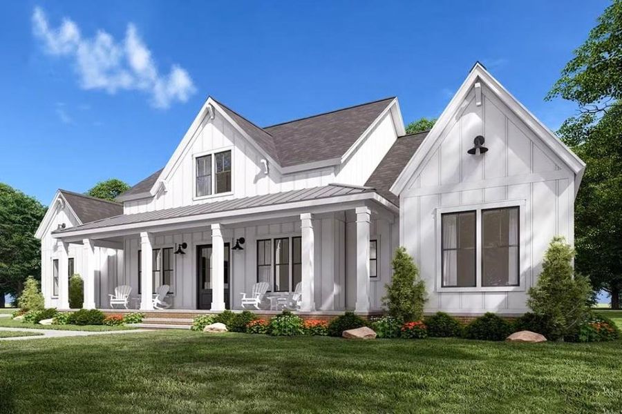 Front exterior of a new home in , Covington, GA, highlighting curb appeal (Image 1).