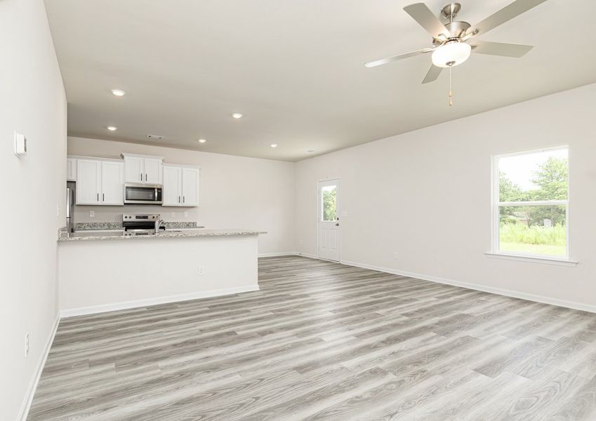 Move freely between the living room and kitchen