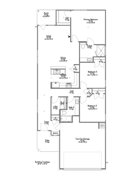2D floor plan layout for the The 1419 by Stylecraft Builders in Hilltop Heights, Waco, TX (Image 3). 2D floor plan layout for the The 1419 by Stylecraft Builders in Hilltop Heights, Waco, TX (Image 3).