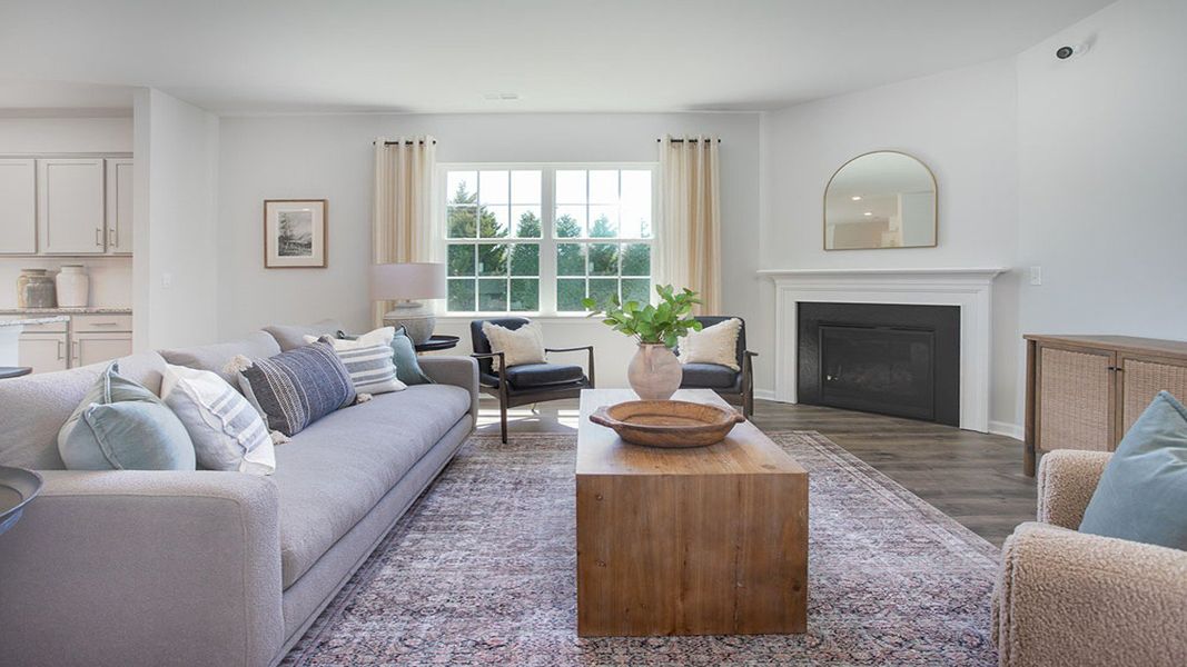 Furnished interior view inside a new home in The Preserve at Kinsley, Jamestown (Image 8). Furnished interior view inside a new home in The Preserve at Kinsley, Jamestown (Image 8).