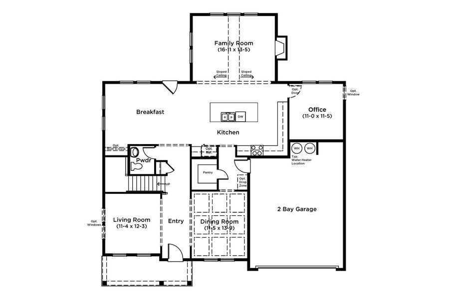 2D floor plan layout for the Stonefield - FL by DRB Homes in Brighton, Locust Grove, GA (Image 3).