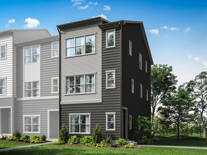 Representative exterior photo of a completed home built from the Rockwell by Tri Pointe Homes in Context at Oakhurst, Charlotte, NC (Image 11). Representative exterior photo of a completed home built from the Rockwell by Tri Pointe Homes in Context at Oakhurst, Charlotte, NC (Image 11).