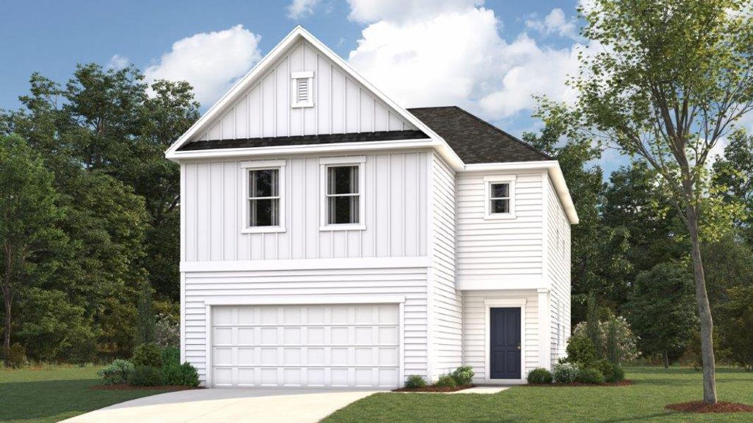 Representative exterior photo of a completed home built from the Elston by D.R. Horton in Bayview at Harbor Crest, Ooltewah, TN (Image 1).