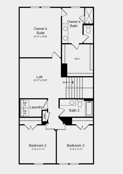 2D floor plan layout for the Willow by Taylor Morrison in Forestville Station, Wake Forest, NC (Image 3).