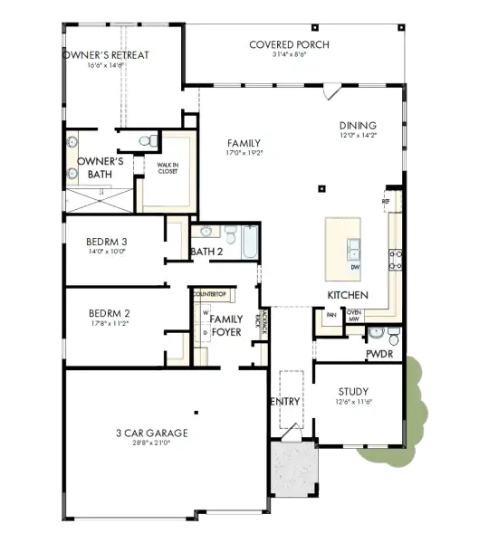 2D floor plan layout of this home in Windsong - Legacy Series, Boerne, TX (Image 2).